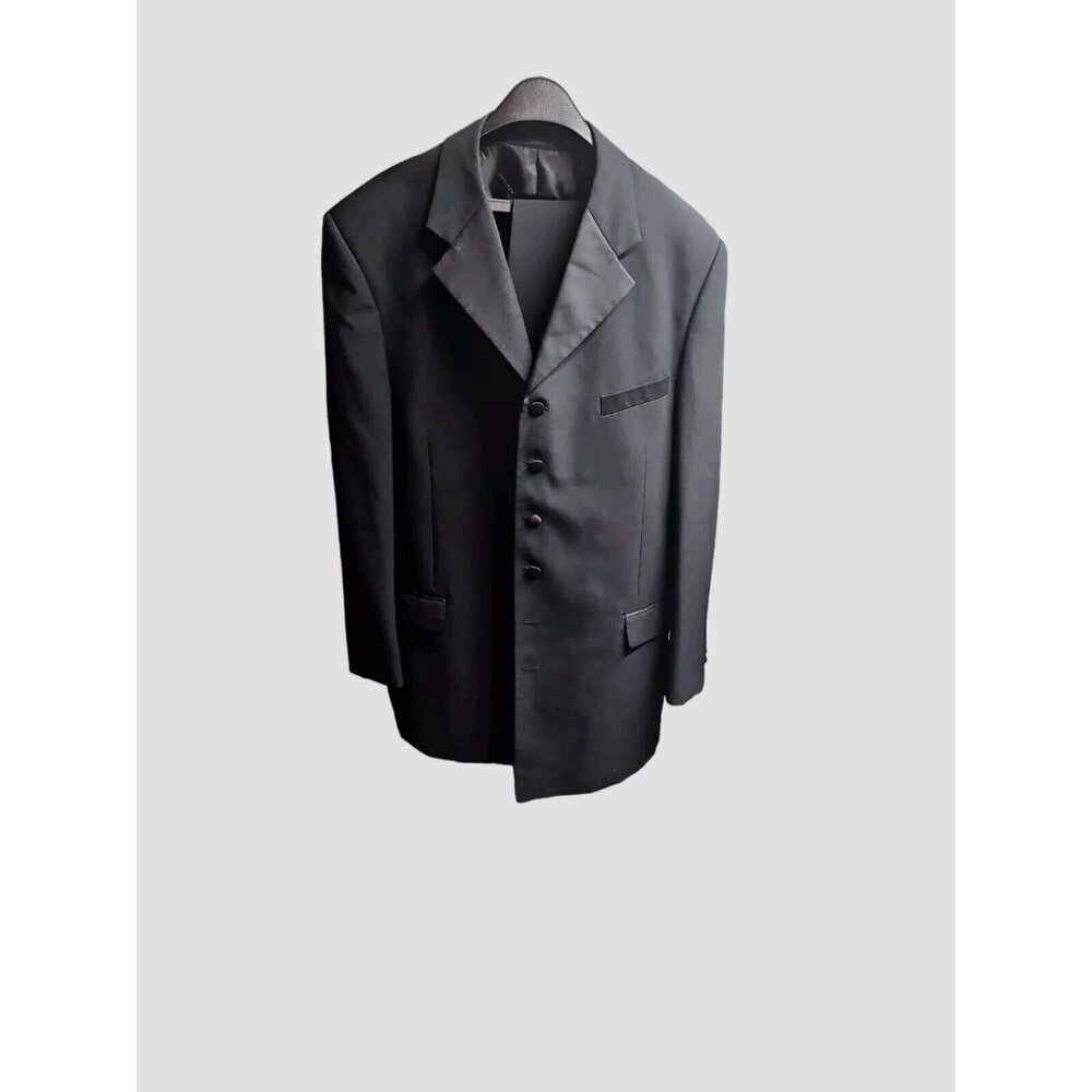Stacy Adams Tuxedo Suit Mens Black 2 Piece Jacket 44L Pants 38L Wedding